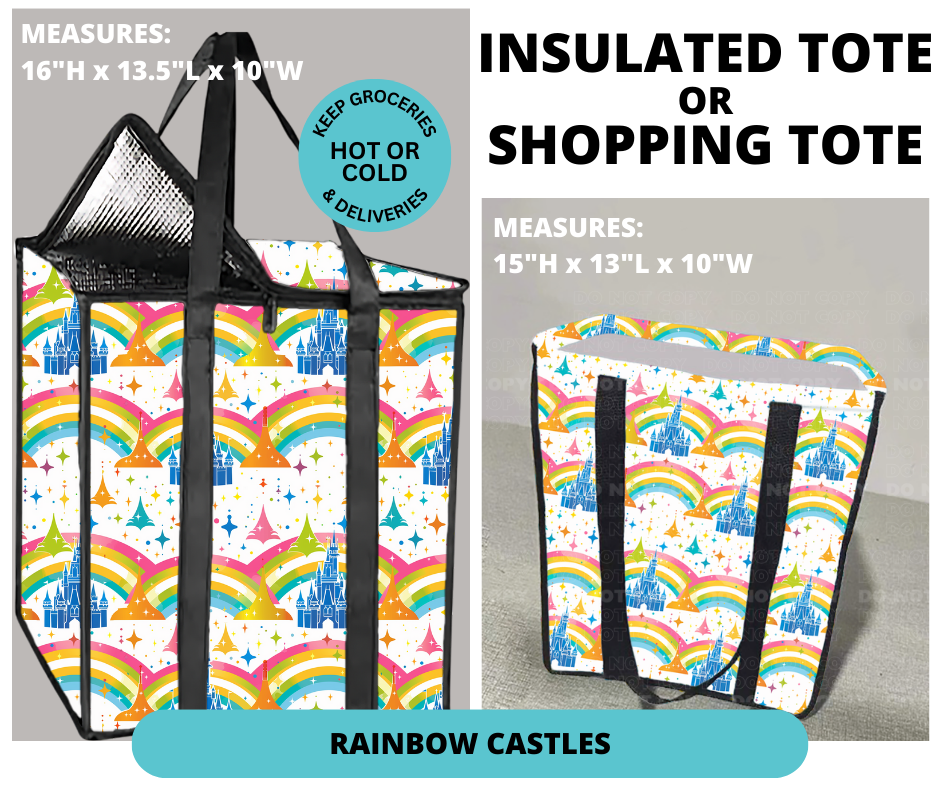 Preorder! Closes 12/30. ETA March. Rainbow Castles Shopping or Insulated Tote