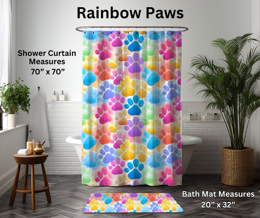 Preorder! Closes 1/6. ETA March. Rainbow Paws Custom Shower Curtain and/or Bath Mat