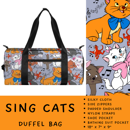 Batch #266 - Magical Travel Collection - Closes 1/3 - ETA mid Feb - Sing Cats Duffel Bag