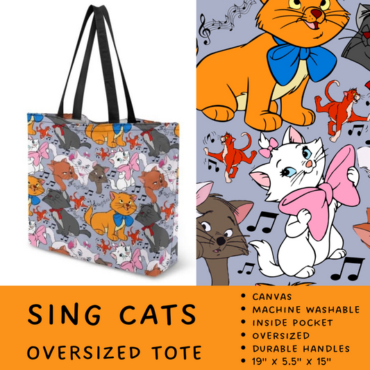 Batch #266 - Magical Travel Collection - Closes 1/3 - ETA mid Feb - Sing Cats Oversized Totes