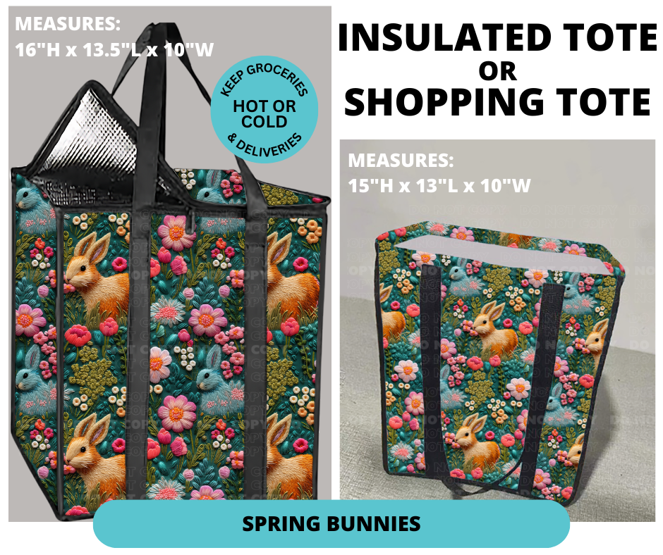 Preorder! Closes 12/30. ETA March. Spring Bunnies Shopping or Insulated Tote