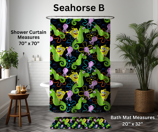 Preorder! Closes 1/6. ETA March. Seahorse B Custom Shower Curtain and/or Bath Mat