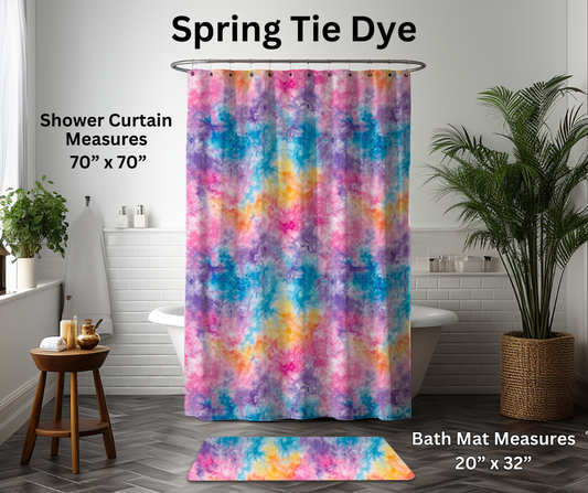 Preorder! Closes 1/6. ETA March. Spring Tie Dye Custom Shower Curtain and/or Bath Mat