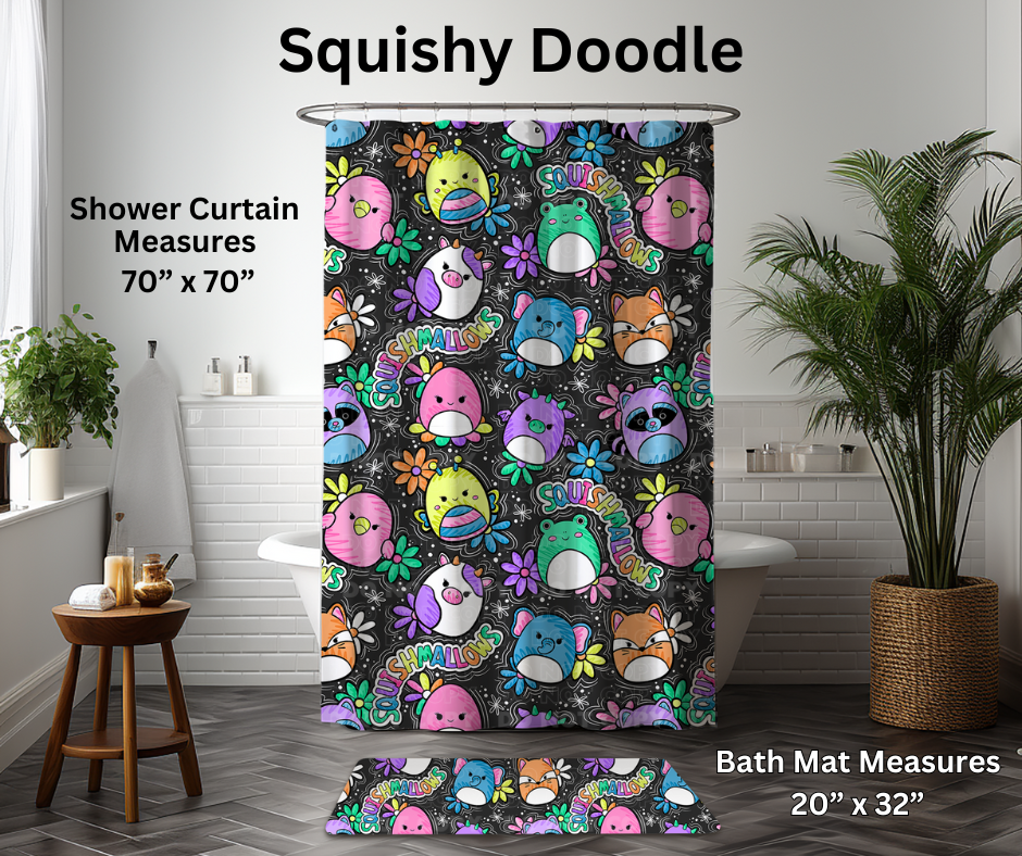 Preorder! Closes 1/6. ETA March. Squishy Doodle Custom Shower Curtain and/or Bath Mat