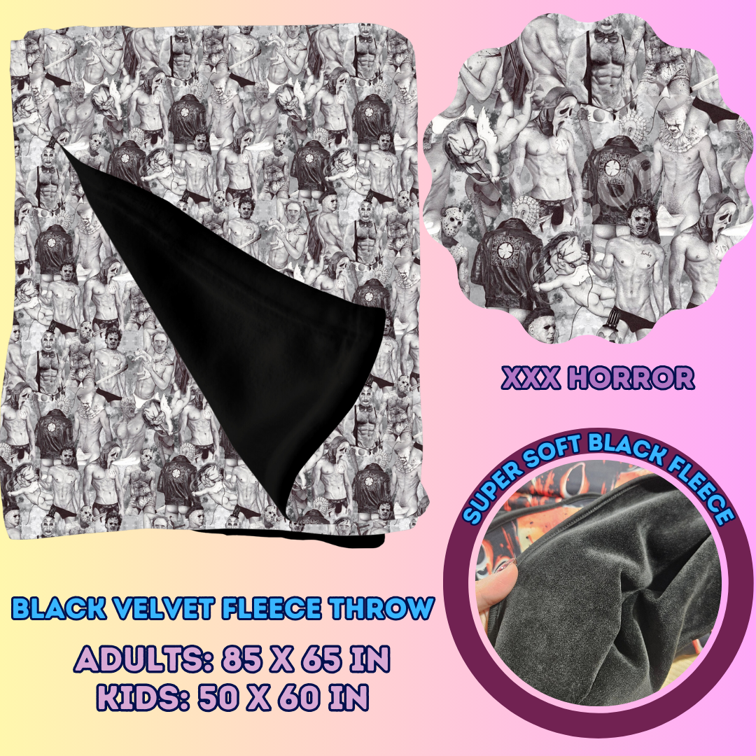 XXX HORROR - SOFT BLACK FLEECE THROWS 7 - PREORDER CLOSING 1/13