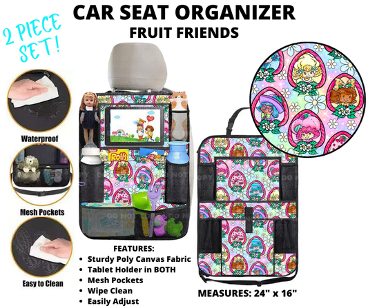 Preorder! Closes 1/2. ETA March. Fruit Friends Car Seat Organizer 2 Piece Set