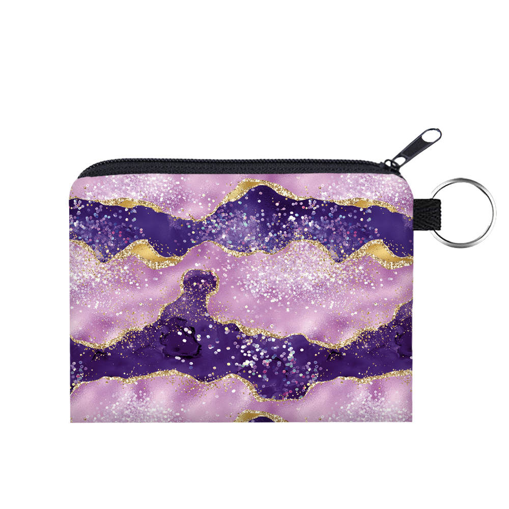 Mini Pouch - Lighter Purple Gold Sparkle Waves