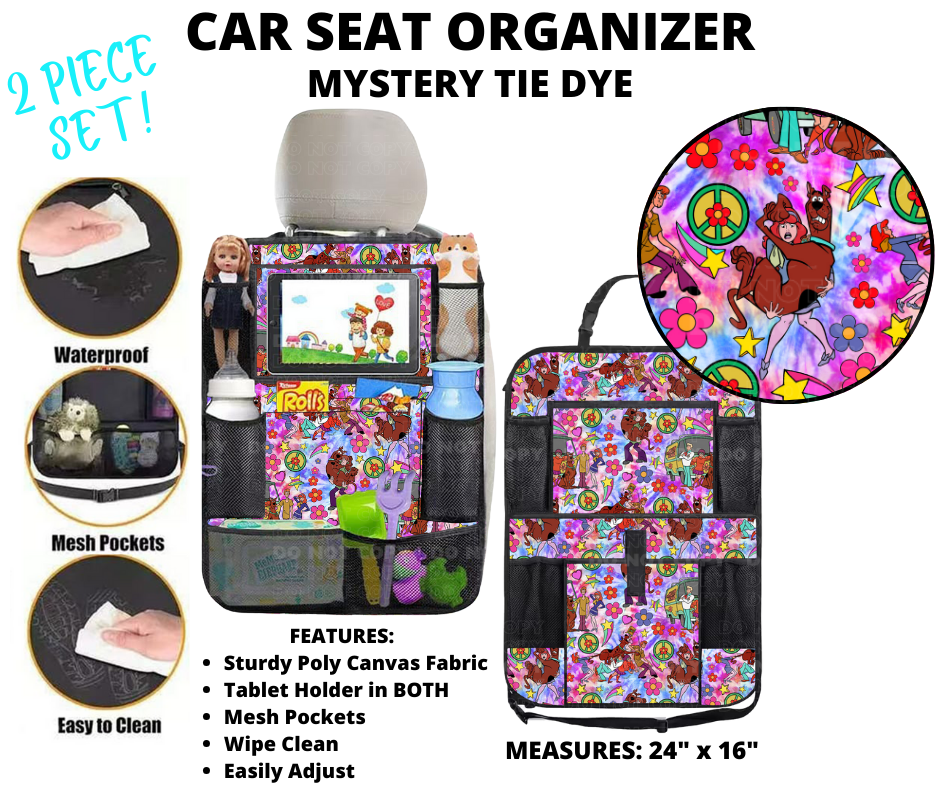 Preorder! Closes 1/2. ETA March. Mystery Tie Dye Car Seat Organizer 2 Piece Set