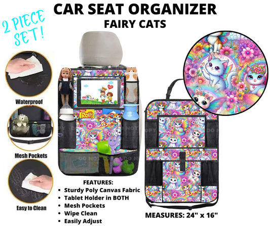 Preorder! Closes 1/2. ETA March. Fairy Cat Car Seat Organizer 2 Piece Set