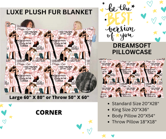 Preorder! Closes 12/25. ETA March. Corner Luxe Plush Fur Blanket and/or DreamSoft Pillowcase