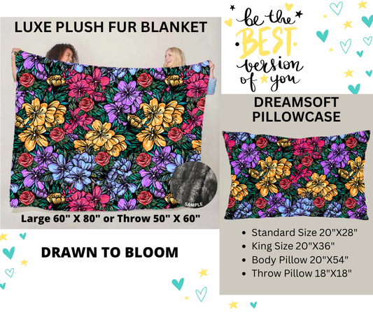 Preorder! Closes 12/25. ETA March. Drawn To Bloom Luxe Plush Fur Blanket and/or DreamSoft Pillowcase