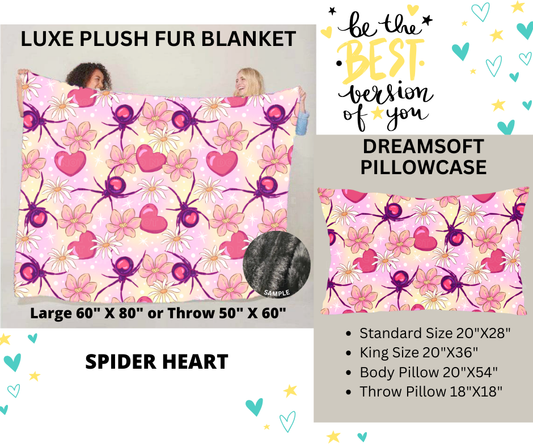 Preorder! Closes 12/25. ETA March. Spider Hearts Luxe Plush Fur Blanket and/or DreamSoft Pillowcase