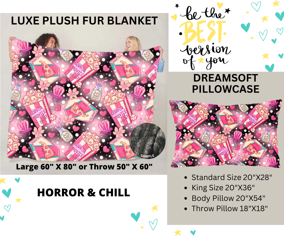 Preorder! Closes 12/25. ETA March. Horror & Chill Luxe Plush Fur Blanket and/or DreamSoft Pillowcase