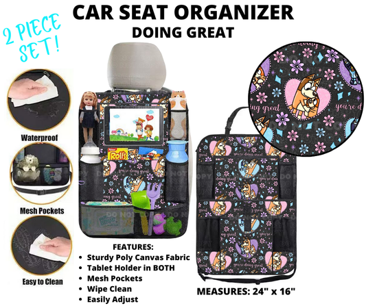 Preorder! Closes 1/2. ETA March. Doing Great Car Seat Organizer 2 Piece Set