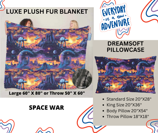 Preorder! Closes 12/26. ETA March. Space War Luxe Plush Fur Blanket and/or DreamSoft Pillowcase