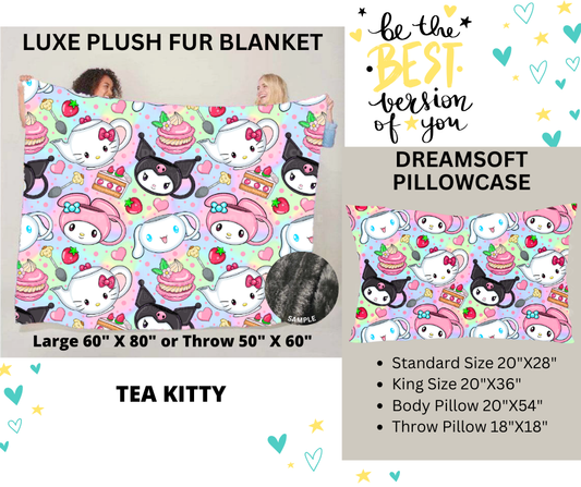 Preorder! Closes 12/25. ETA March. Tea Kitty Luxe Plush Fur Blanket and/or DreamSoft Pillowcase